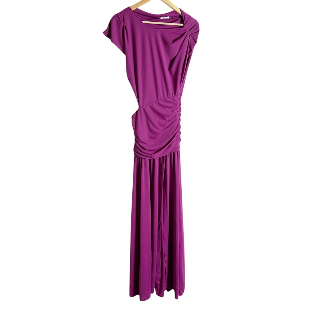 Tanya Taylor Nami Purple Asymmetric Boat Neck Draped Cap Sleeve Gown Size 2 - Picture 6 of 16